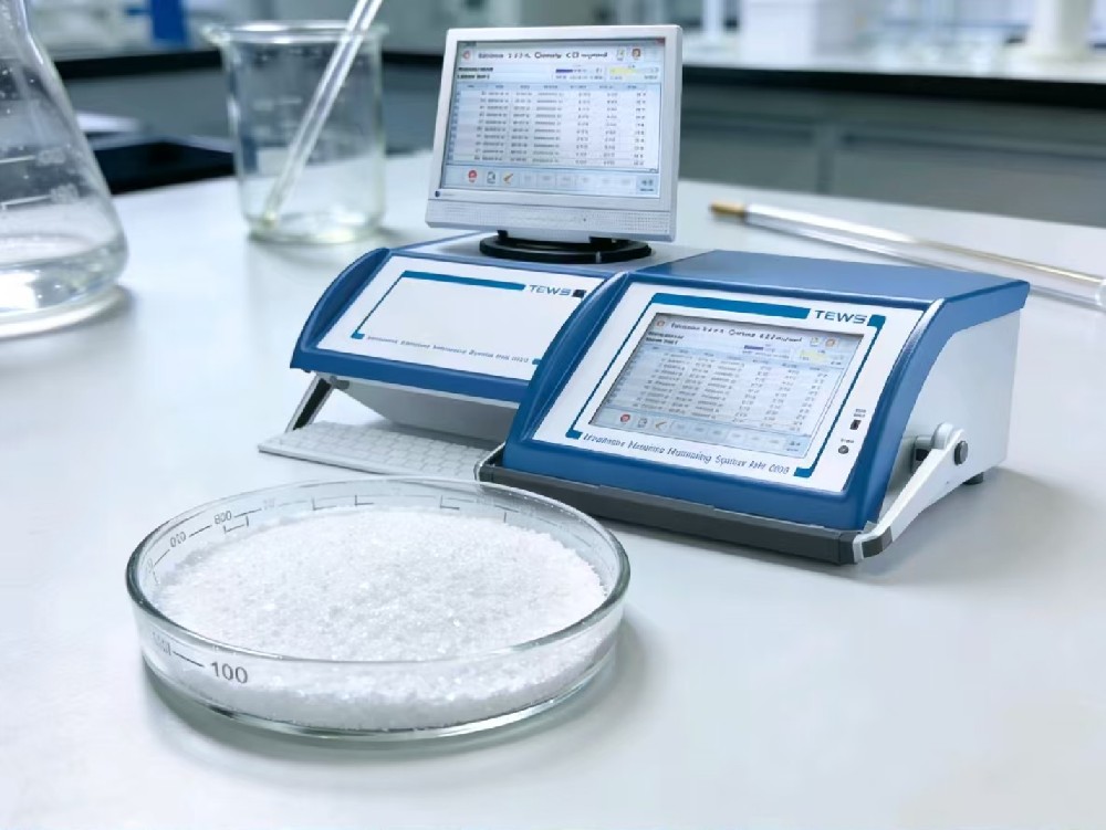 TEWS microwave moisture meter is used for rapid testing of trace moisture in PTFE powder